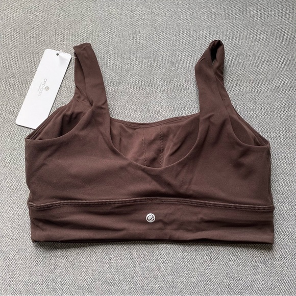 CRZ Yoga Butterluxe U Back Sports Bra Longline Crop Workout Pilates Fudge Brown - Picture 6 of 11